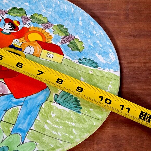 Nino Parrucca Pottery Modernist Plate 8.5" Made in Italy #148 Grape Harvest - Picture 2 of 8